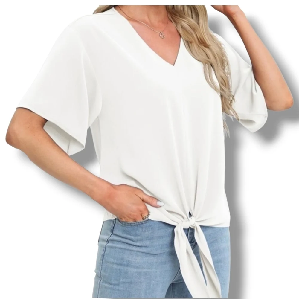 UPLOVE - Small White Tie-Front Top - Picture 3 of 7